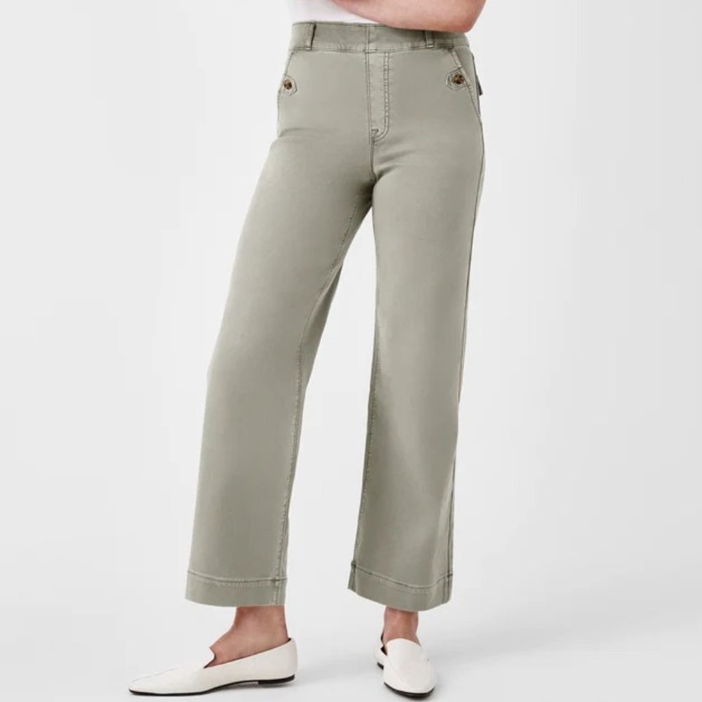 SPANX Stretch Twill Cropped Wide Leg Pant - size S